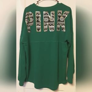 Vs Pink Bling Christmas Green Crewneck Jersey Rare/HTF Color Large